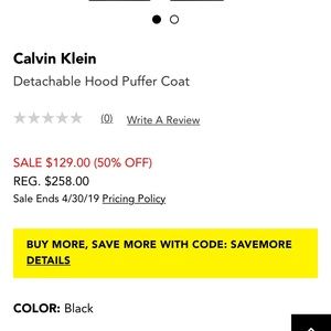 Calvin Klein coat XXL